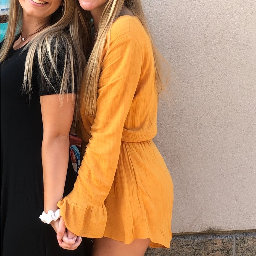 Altar'd State Mustard Yellow Wrap Romper | Women’s S